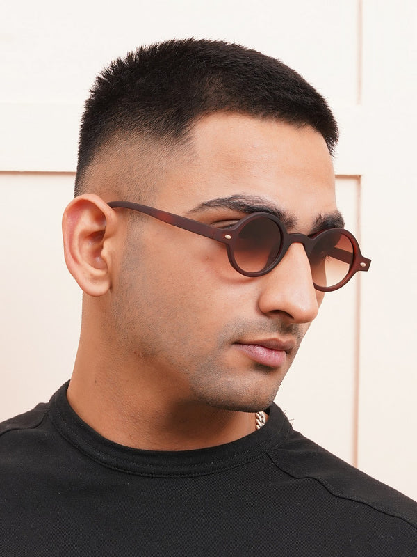 Celebrity Brown Oval Plastic Sunglasses For Men CLSN25-534-02