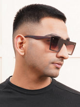 Celebrity Brown Rectangular Plastic Sunglasses For Men CLSN25-6087-02