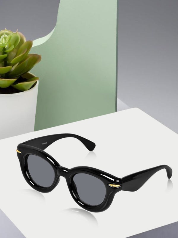 Celebrity Black Oval Plastic Sunglasses For Men CLSN25-87017-07