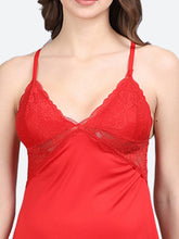 Fleurt Red Forbe Lycra Premium Baby Doll Dress for Women HOBF-BD-1062-RD