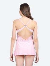 Fleurt Pink Forbe Lycra Premium Baby Doll Dress for Women HOBF-BD-1062-PK