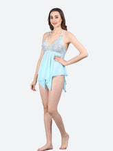 Fleurt Sky Blue Power Net Honey Moon Dress Dress for Women HOBF-138-S.BL