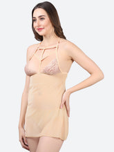 Fleurt Gold Spendex Net Premium Baby Doll Dress for Women HOBF-0368-GD