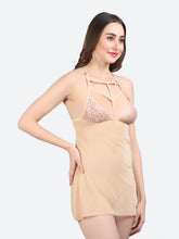 Fleurt Gold Spendex Net Premium Baby Doll Dress for Women HOBF-0368-GD