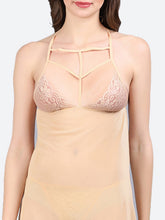 Fleurt Gold Spendex Net Premium Baby Doll Dress for Women HOBF-0368-GD