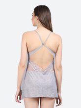 Fleurt Grey Forbe Lycra Premium Baby Doll Dress for Women HOBF-BD-1062-GRY