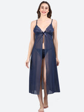 Fleurt Navy Blue Spendex Net Baby Doll Dress for Women HOBF-BD-201-LG-N.BL
