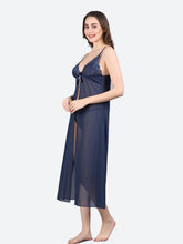 Fleurt Navy Blue Spendex Net Baby Doll Dress for Women HOBF-BD-201-LG-N.BL
