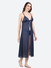 Fleurt Navy Blue Spendex Net Baby Doll Dress for Women HOBF-BD-201-LG-N.BL