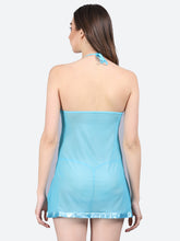 Fleurt Sky Blue Spendex Net Baby Doll Dress for Women HOBF-BD-142-S.BL