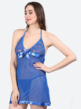Fleurt Navy Blue Spendex Net Baby Doll Dress for Women HOBF-BD-142-N.BL