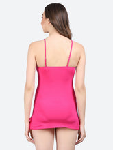 Fleurt Rose Pink Forbe Lycra Baby Doll Dress for Women HOBF-BD-0121-R.PK