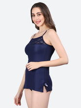 Fleurt Royal Blue Forbe Lycra Baby Doll Dress for Women HOBF-BD-0121-R.BL