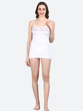 Fleurt White Forbe Lycra Premium Baby Doll Dress for Women HOBF-BD-0121-WH