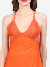 Fleurt Orange Forbe Lycra Premium Baby Doll Dress for Women HOBF-BD-1062-OR