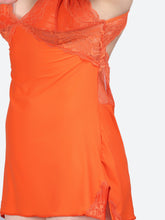 Fleurt Orange Forbe Lycra Premium Baby Doll Dress for Women HOBF-BD-1062-OR