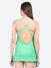Fleurt Green Forbe Lycra Premium Baby Doll Dress for Women HOBF-BD-1062-GR