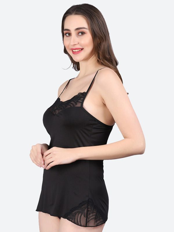 Fleurt Black Forbe Lycra Honey Moon Dress Dress for Women HOBF-BD-0143-BK