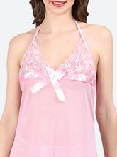 Fleurt Pink Spendex Net Baby Doll Dress for Women HOBF-BD-142-PK