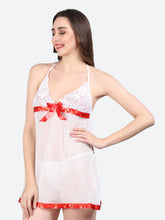 Fleurt Red Spendex Net Baby Doll Dress for Women HOBF-BD-0133-RD