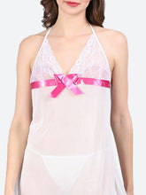 Fleurt Pink Spendex Net Baby Doll Dress for Women HOBF-BD-0133-PK