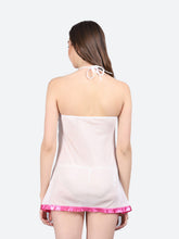 Fleurt Pink Spendex Net Baby Doll Dress for Women HOBF-BD-0133-PK