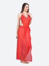 Fleurt Red Spendex Net Baby Doll Dress for Women HOBF-BD-SLG-RD