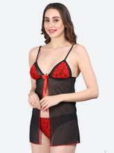 Fleurt Black Spendex Net Honey Moon Dress Dress for Women HOBF-BD-0128-RD-BK