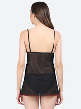 Fleurt Black Spendex Net Honey Moon Dress Dress for Women HOBF-BD-0128-RD-BK