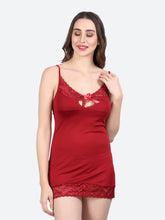 Fleurt Maroon Forbe Lycra Honey Moon Dress Dress for Women HOBF-BD-0118-MR