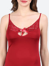 FLEURT Maroon Nylon Babydoll With Thong Panty For Women FLT-BD-0118-MR