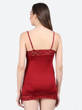Fleurt Maroon Forbe Lycra Honey Moon Dress Dress for Women HOBF-BD-0118-MR