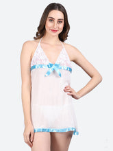 Fleurt Sky Blue Spendex Net Baby Doll Dress for Women HOBF-BD-0133-S.BL