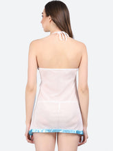 Fleurt Sky Blue Spendex Net Baby Doll Dress for Women HOBF-BD-0133-S.BL