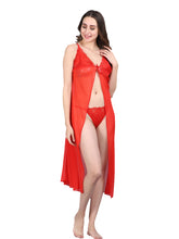 Fleurt Red Spendex Net Baby Doll Dress for Women HOBF-BD-201-LG-RD