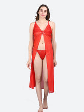 Fleurt Red Spendex Net Baby Doll Dress for Women HOBF-BD-201-LG-RD