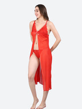 Fleurt Red Spendex Net Baby Doll Dress for Women HOBF-BD-201-LG-RD