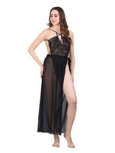 Fleurt Black Spendex Net Baby Doll Dress for Women HOBF-BD-SLG-BK