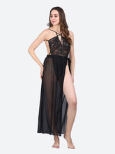 Fleurt Black Spendex Net Baby Doll Dress for Women HOBF-BD-SLG-BK