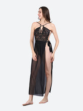 Fleurt Black Spendex Net Baby Doll Dress for Women HOBF-BD-SLG-BK