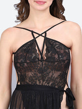 Fleurt Black Spendex Net Baby Doll Dress for Women HOBF-BD-SLG-BK
