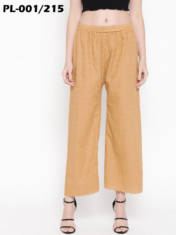 Fleurt Breathable Cotton Chikan Palazzo for Summer HOBK275