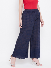Fleurt Stylish Cotton Chikan Palazzo Pants for Women HOBK279