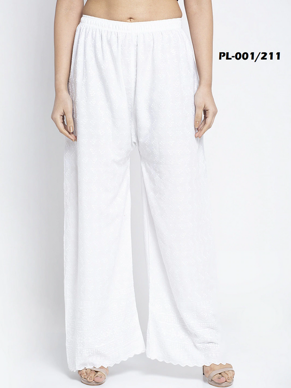 Graceful Cotton Chikan Palazzo for Casual Days HOBK283