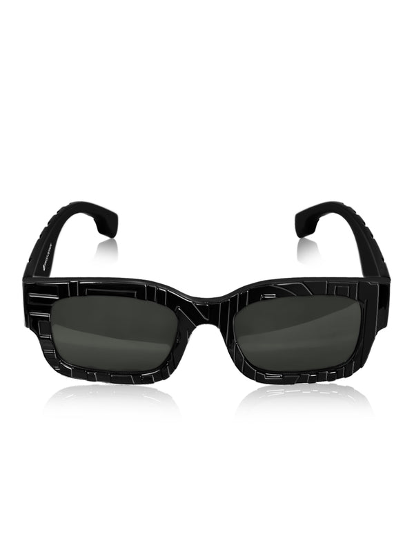 Celebrity Black Polycarbonate Frame With Black UV Protected Lens Browline Sunglasses for Unisex_LH103-BK
