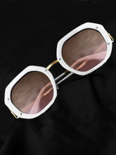 Celebrity White Plastic and Metal Frame With Brown UV Protected Lens Browline Sunglasses for Women_315-WH