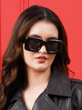 Celebrity Black Retro-Square Plastic Sunglasses For Women CLSN25-86744-01