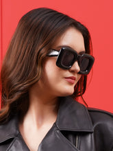 Celebrity Black Retro-Square Plastic Sunglasses For Women CLSN25-86744-01