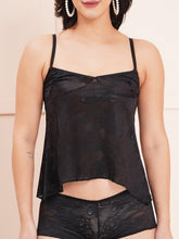 Fleurt Black Power Net Co-Ord Set Babydoll Dress for Women HOBF-102-BK