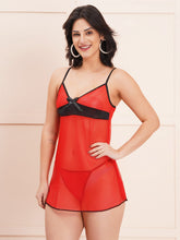 Fleurt Red Spendex Net Honey Moon Dress Dress for Women HOBF-nbe01016-RD